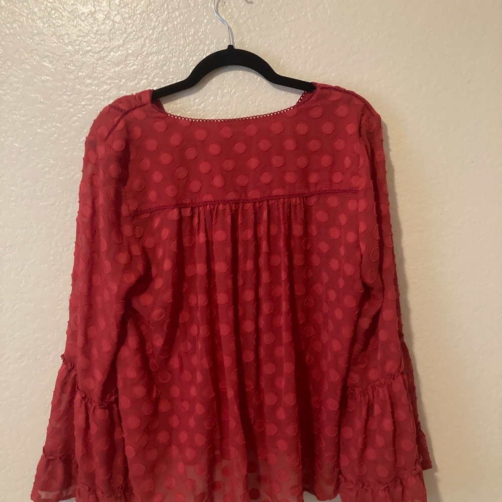 Soft Surroundings Red Polka Dot Blouse - Picture 2 of 3